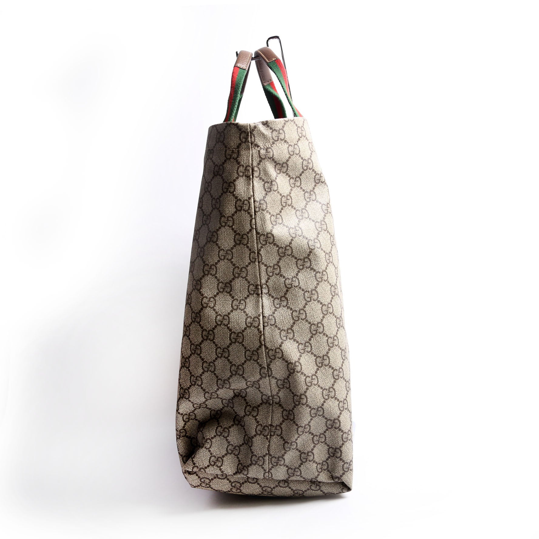 Gucci 763287 GG Supreme Web Tote Large Brown