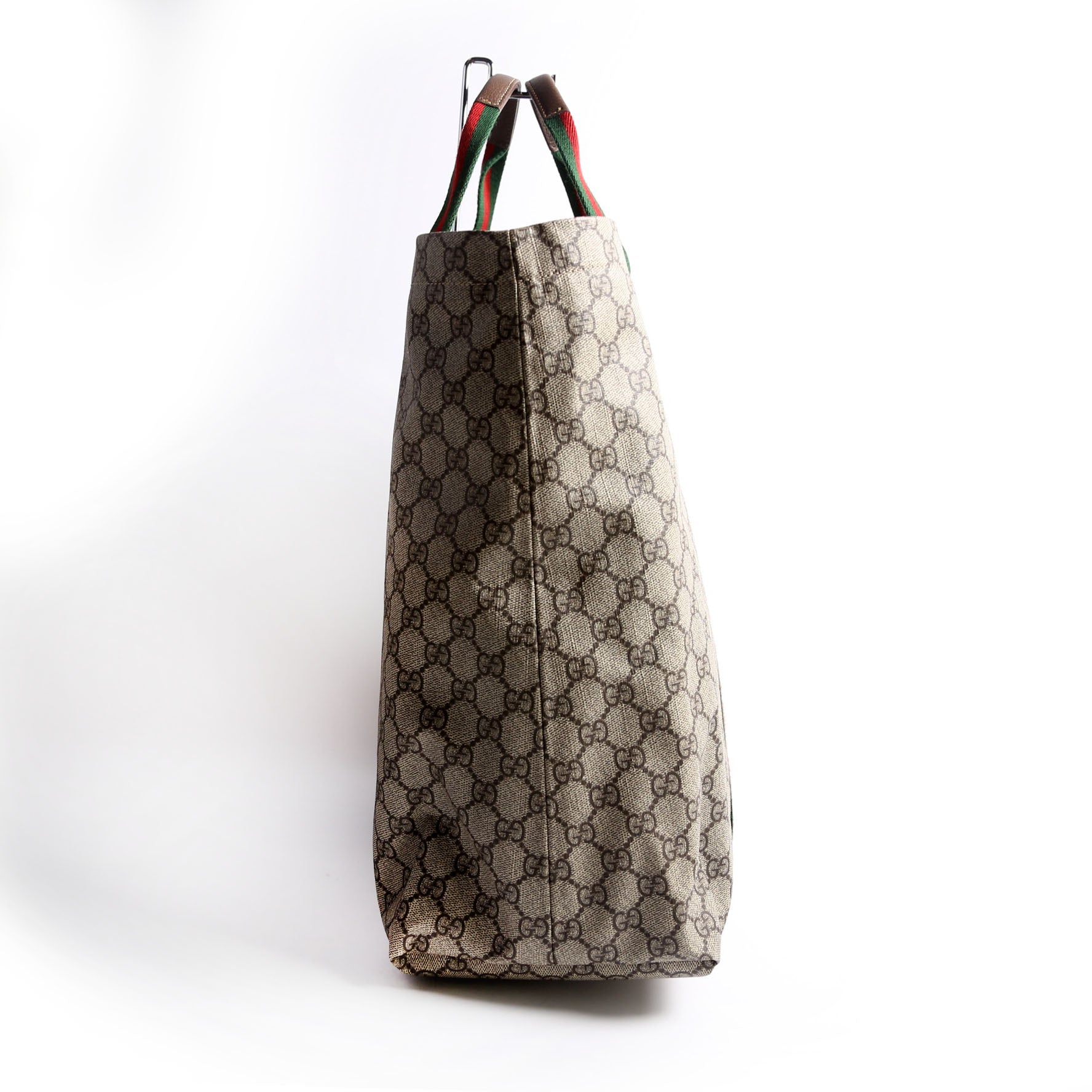 Gucci 763287 GG Supreme Web Tote Large Brown