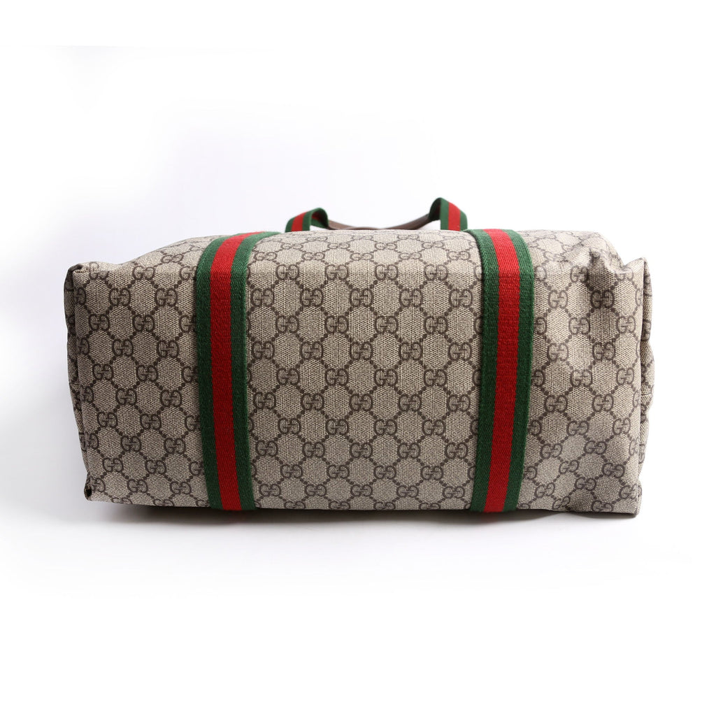Gucci 763287 GG Supreme Web Tote Large Brown