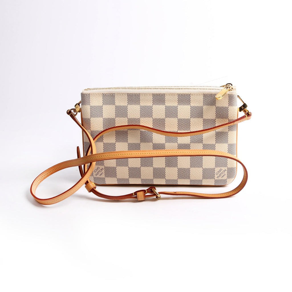 hold Double Zip Pochette Damier Azur
