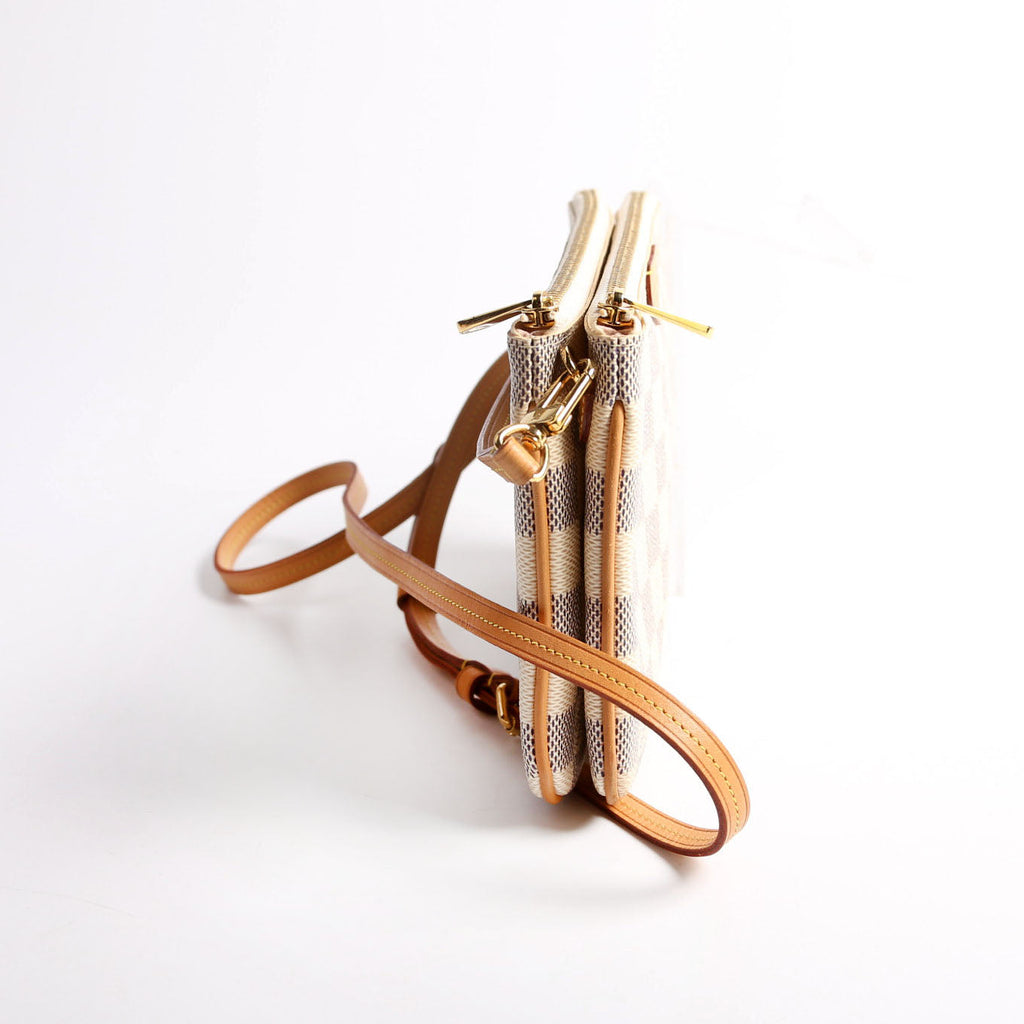 hold Double Zip Pochette Damier Azur