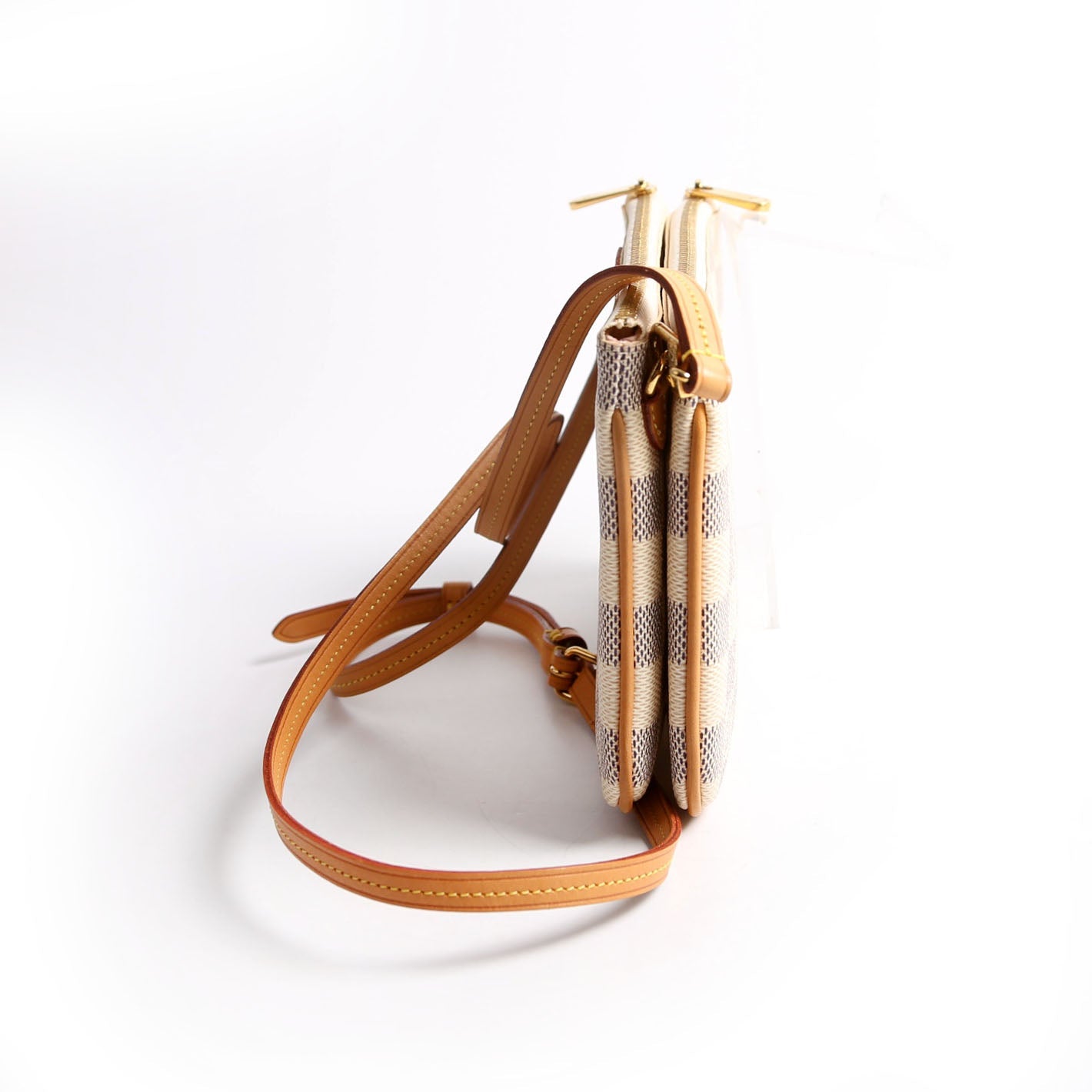 hold Double Zip Pochette Damier Azur