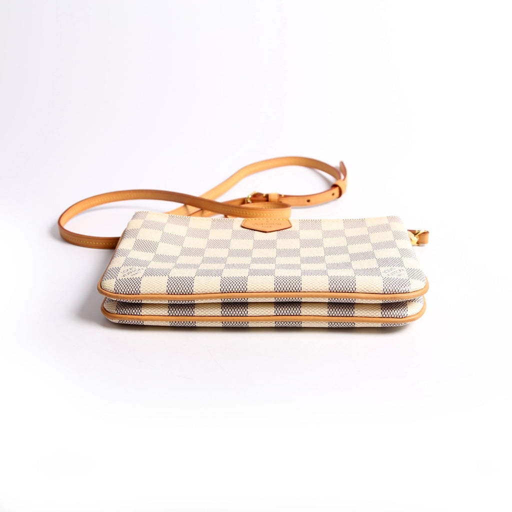 hold Double Zip Pochette Damier Azur