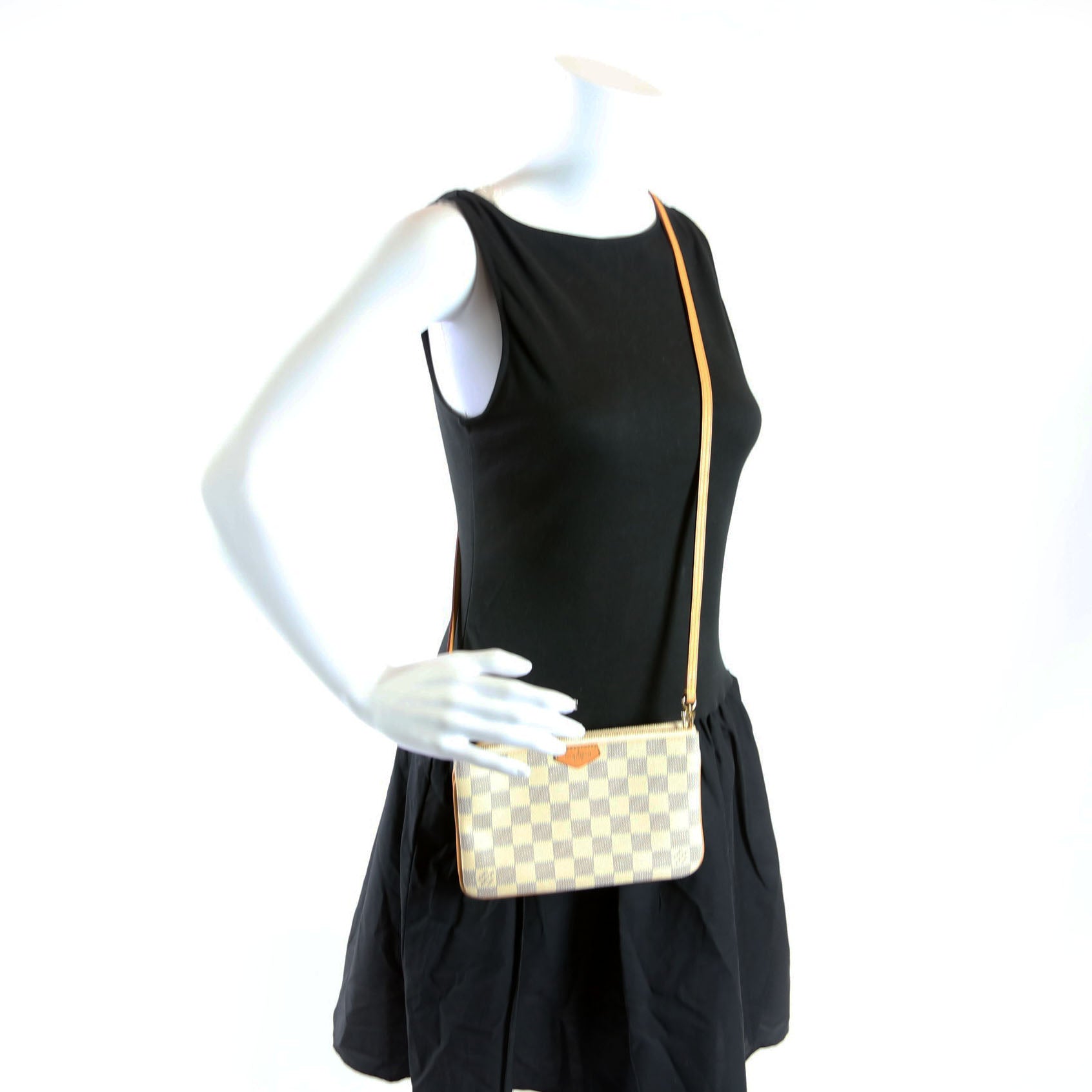 hold Double Zip Pochette Damier Azur