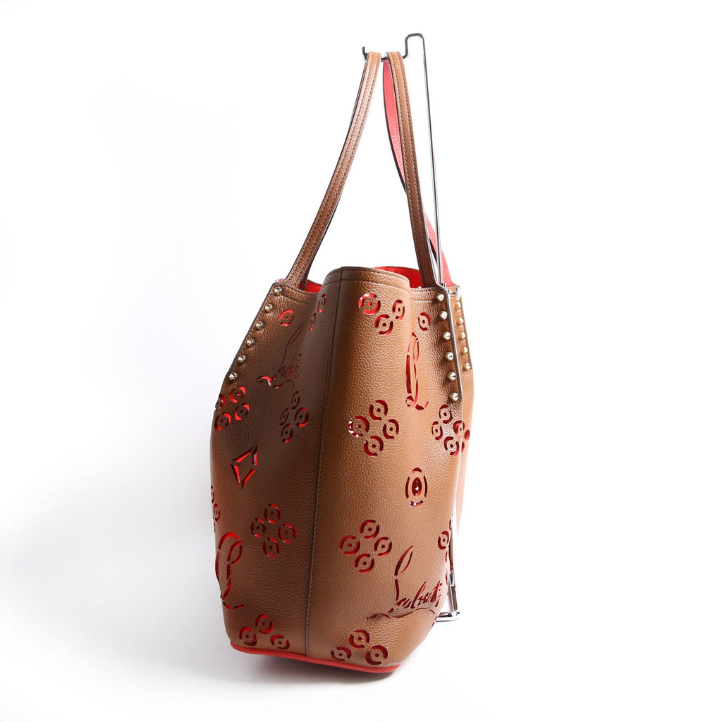 Cabarock Loubinthesky Perforated Leather Large Tote Brown