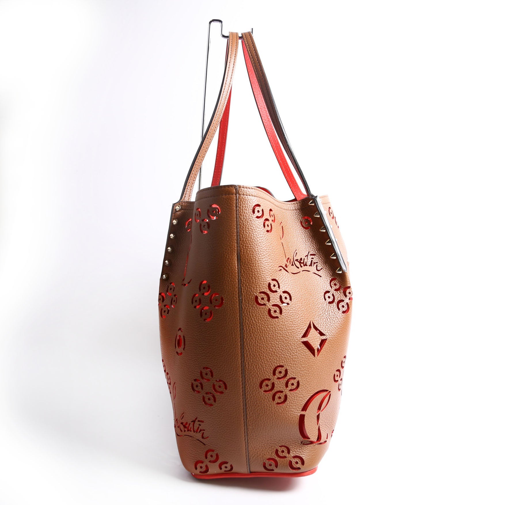 Cabarock Loubinthesky Perforated Leather Large Tote Brown