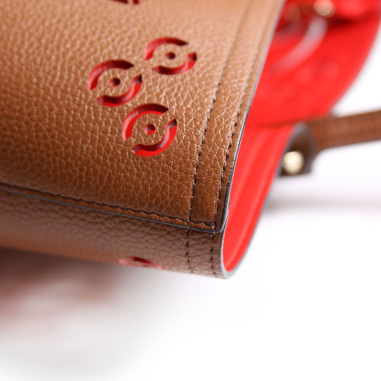 Cabarock Loubinthesky Perforated Leather Large Tote Brown