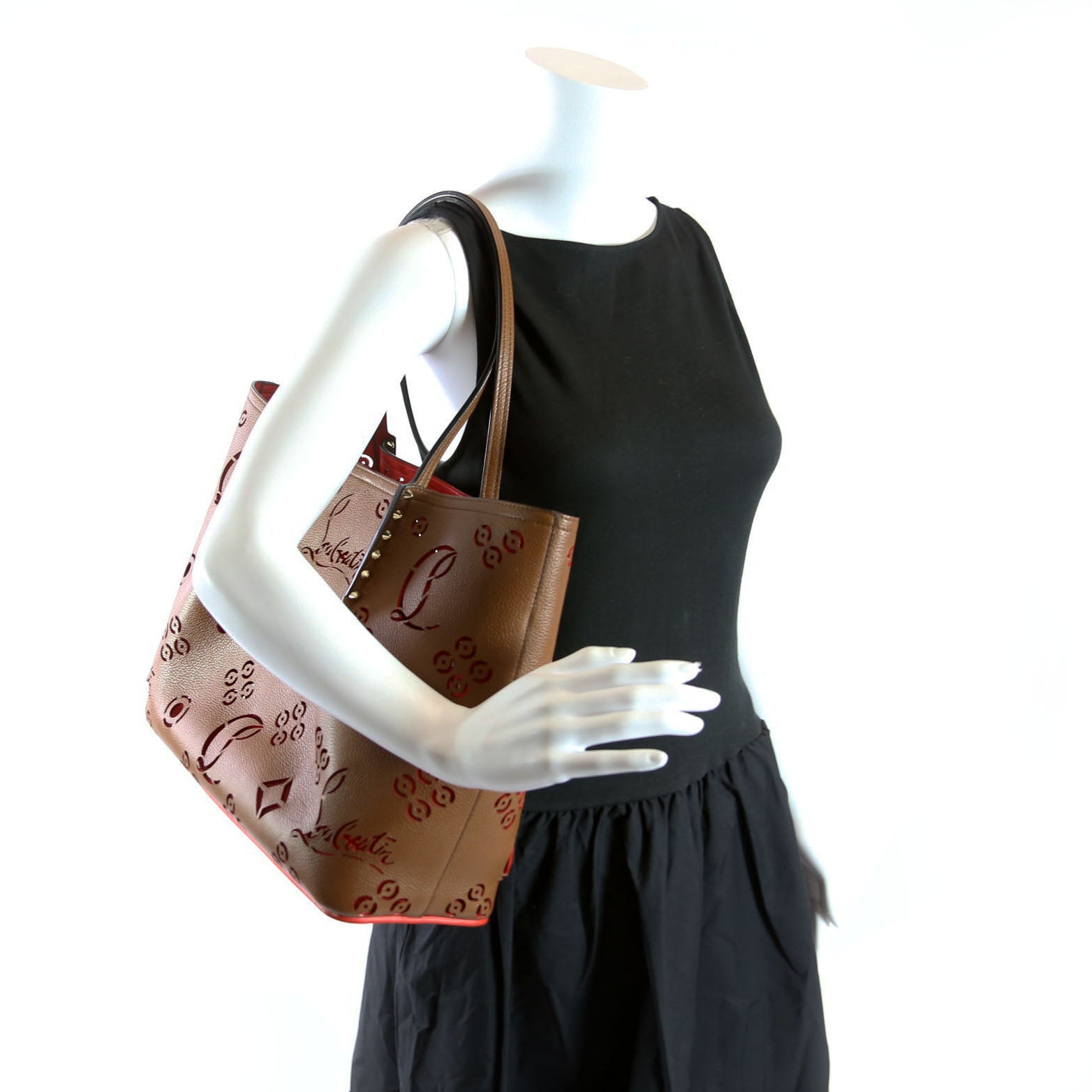 Cabarock Loubinthesky Perforated Leather Large Tote Brown