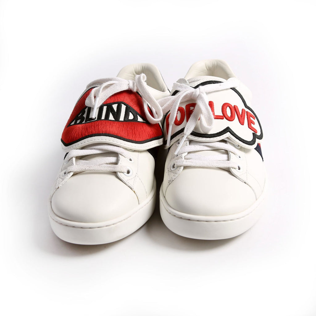 Gucci Ace Web Blind For Love Sneakers Size 38