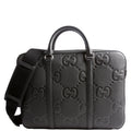 Gucci 658573 Jumbo GG Leather Briefcase Black/Silver
