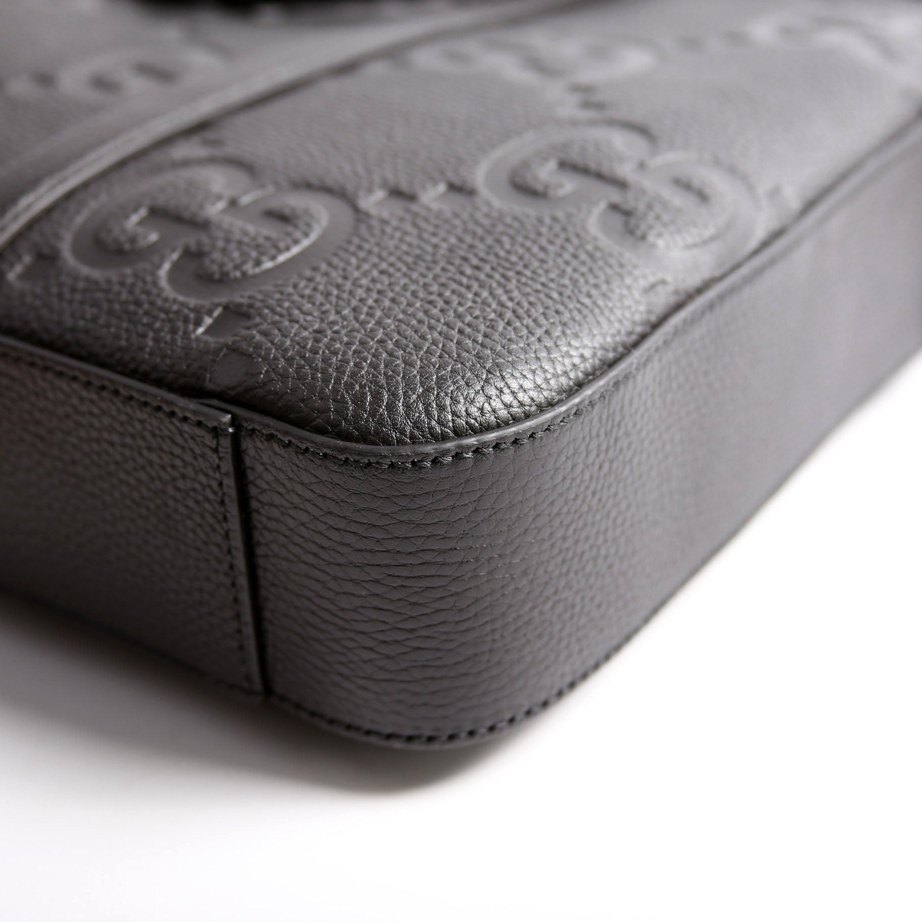 Gucci 658573 Jumbo GG Leather Briefcase Black/Silver