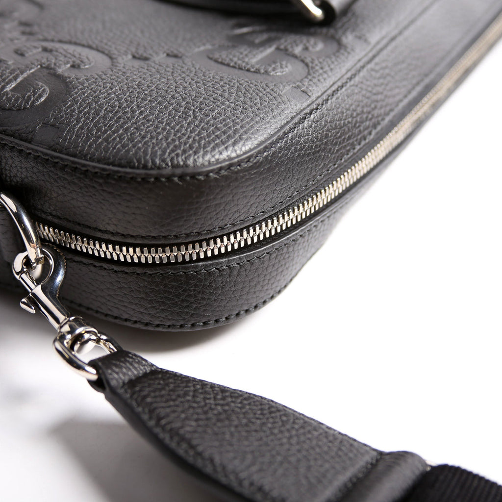 Gucci 658573 Jumbo GG Leather Briefcase Black/Silver