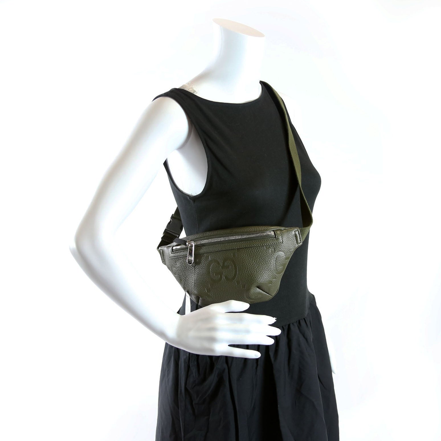 Gucci 658582 GG Embossed Belt Bag Green