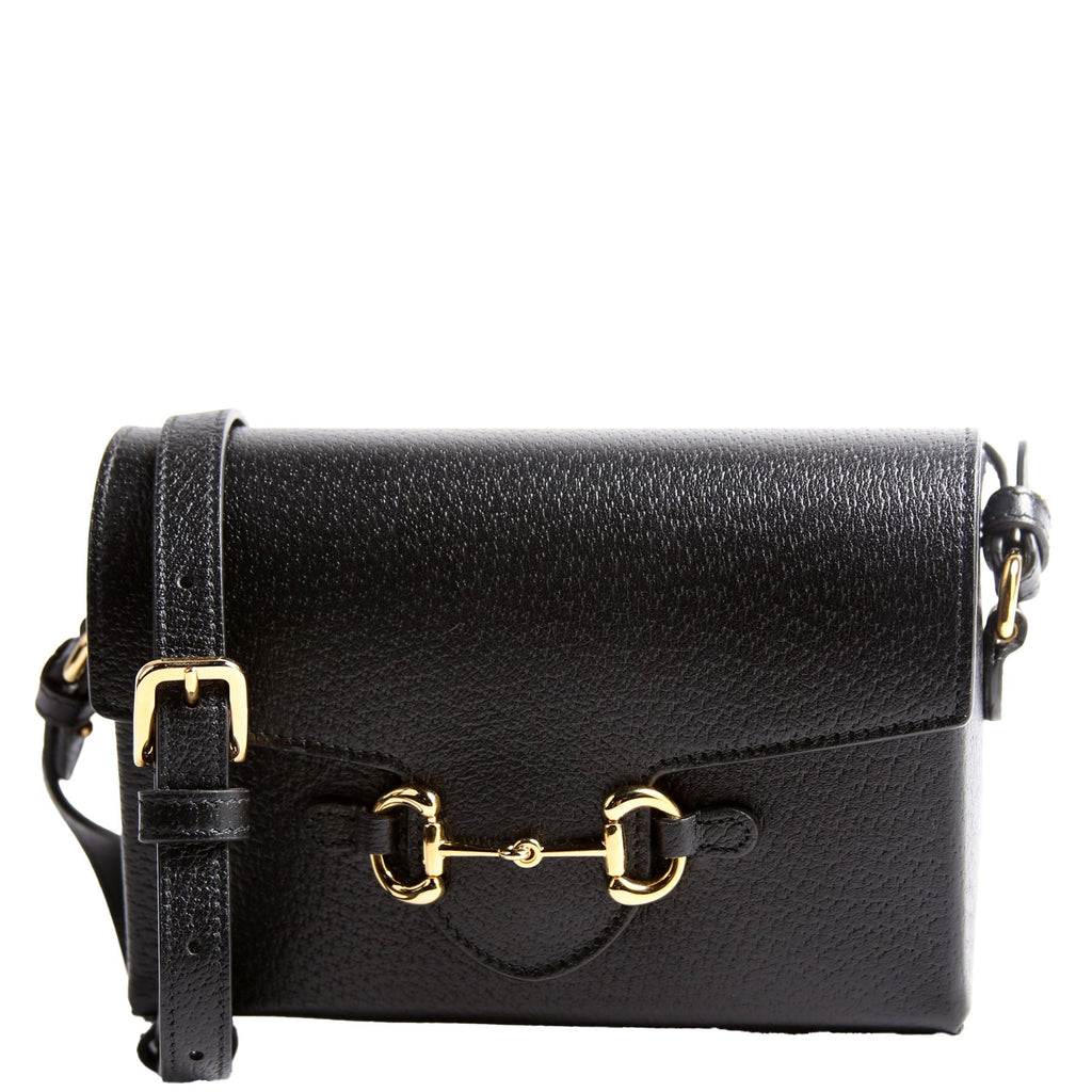 Gucci 732314 Horsebit 1955 Calfskin Shoulder Bag Black