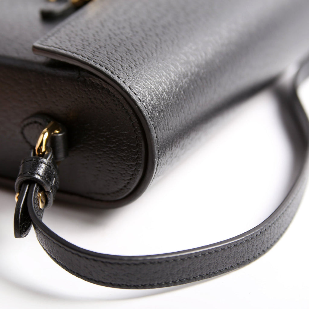 Gucci 732314 Horsebit 1955 Calfskin Shoulder Bag Black
