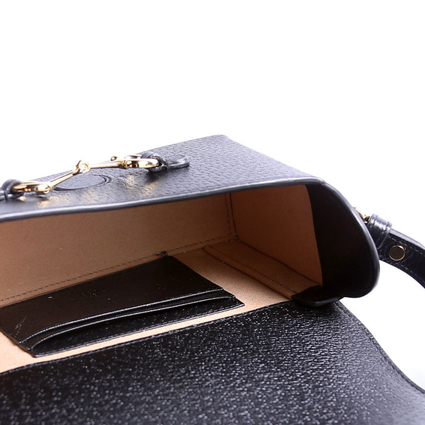 Gucci 732314 Horsebit 1955 Calfskin Shoulder Bag Black