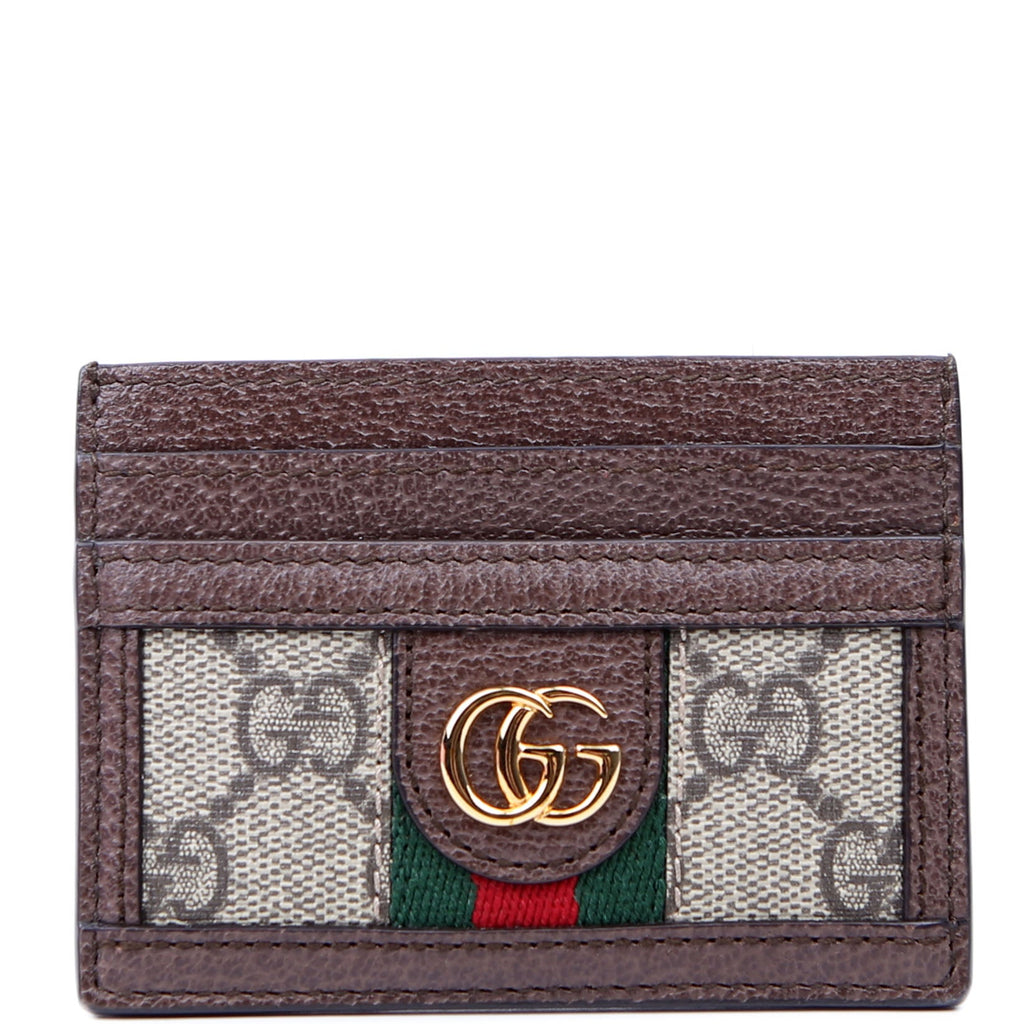 523159 Ophidia GG Card Case Brown