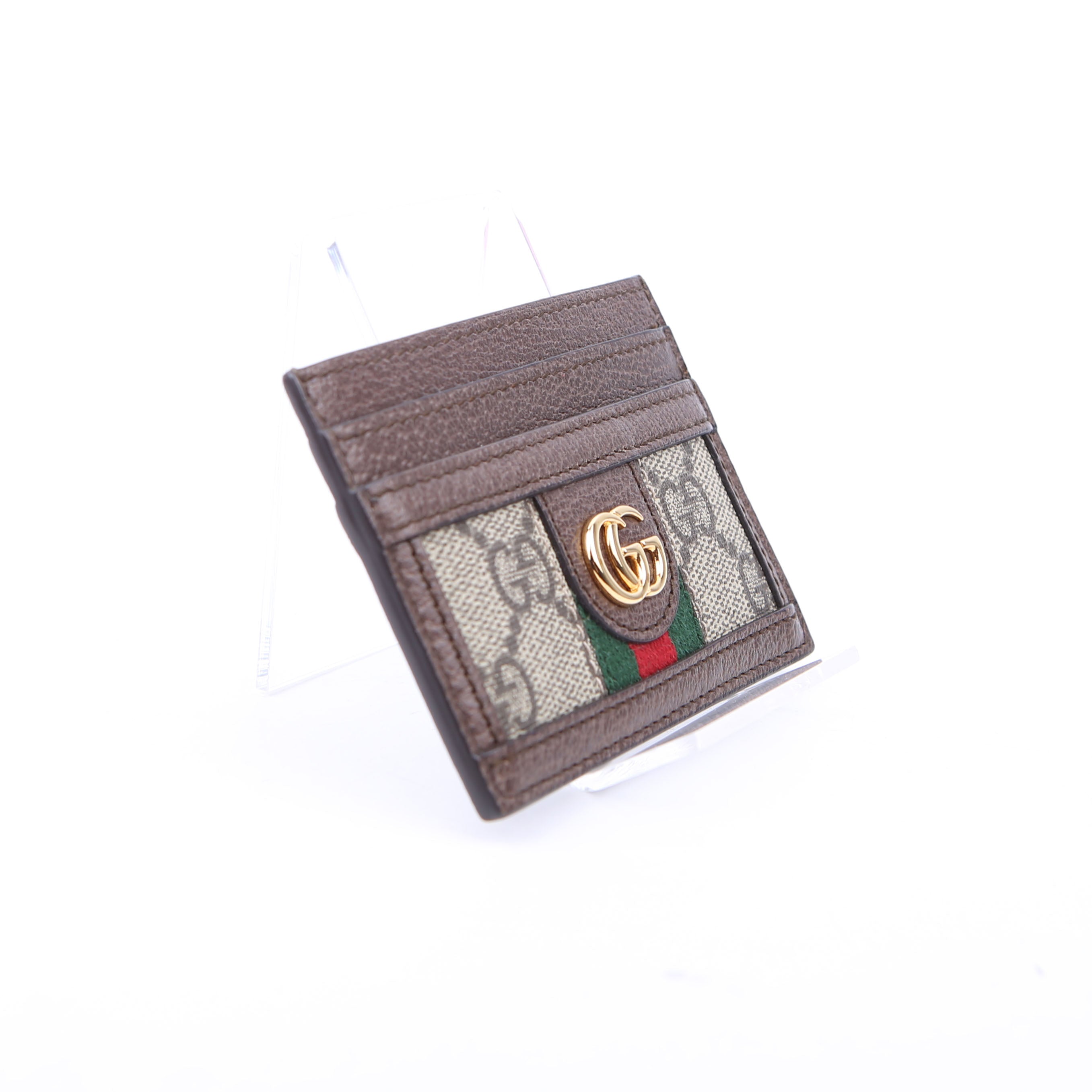 523159 Ophidia GG Card Case Brown