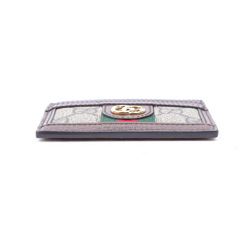 523159 Ophidia GG Card Case Brown