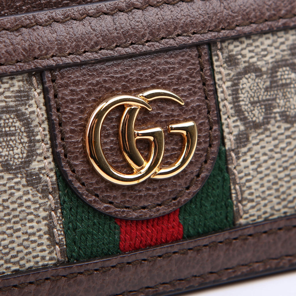 523159 Ophidia GG Card Case Brown