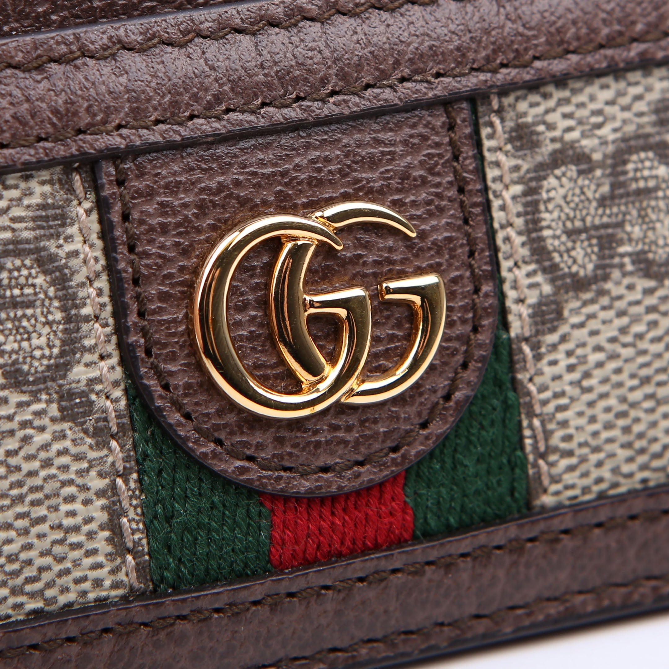 523159 Ophidia GG Card Case Brown
