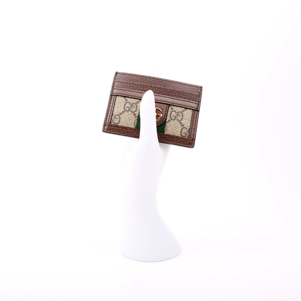 523159 Ophidia GG Card Case Brown