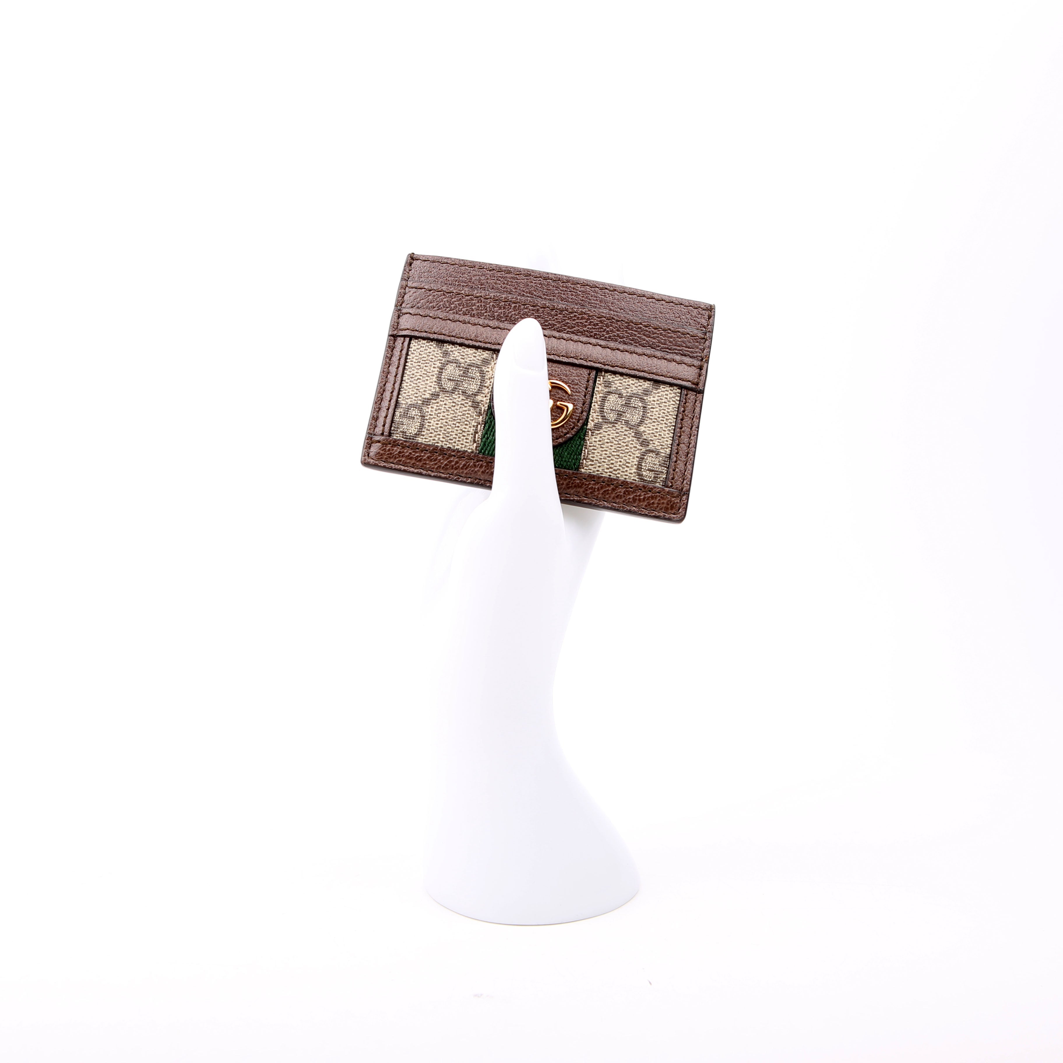 523159 Ophidia GG Card Case Brown
