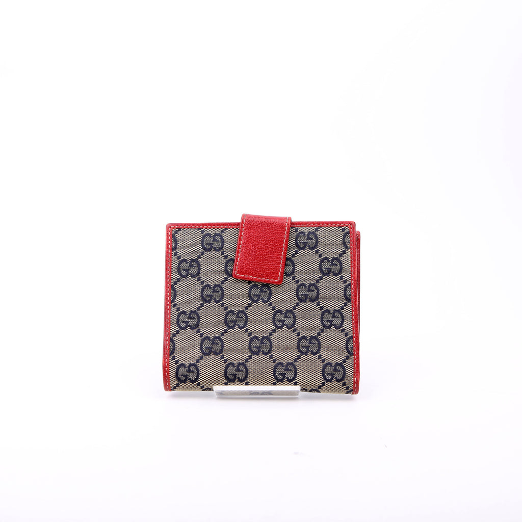 131854 GG Canvas Tri-Fold Wallet Navy/Red