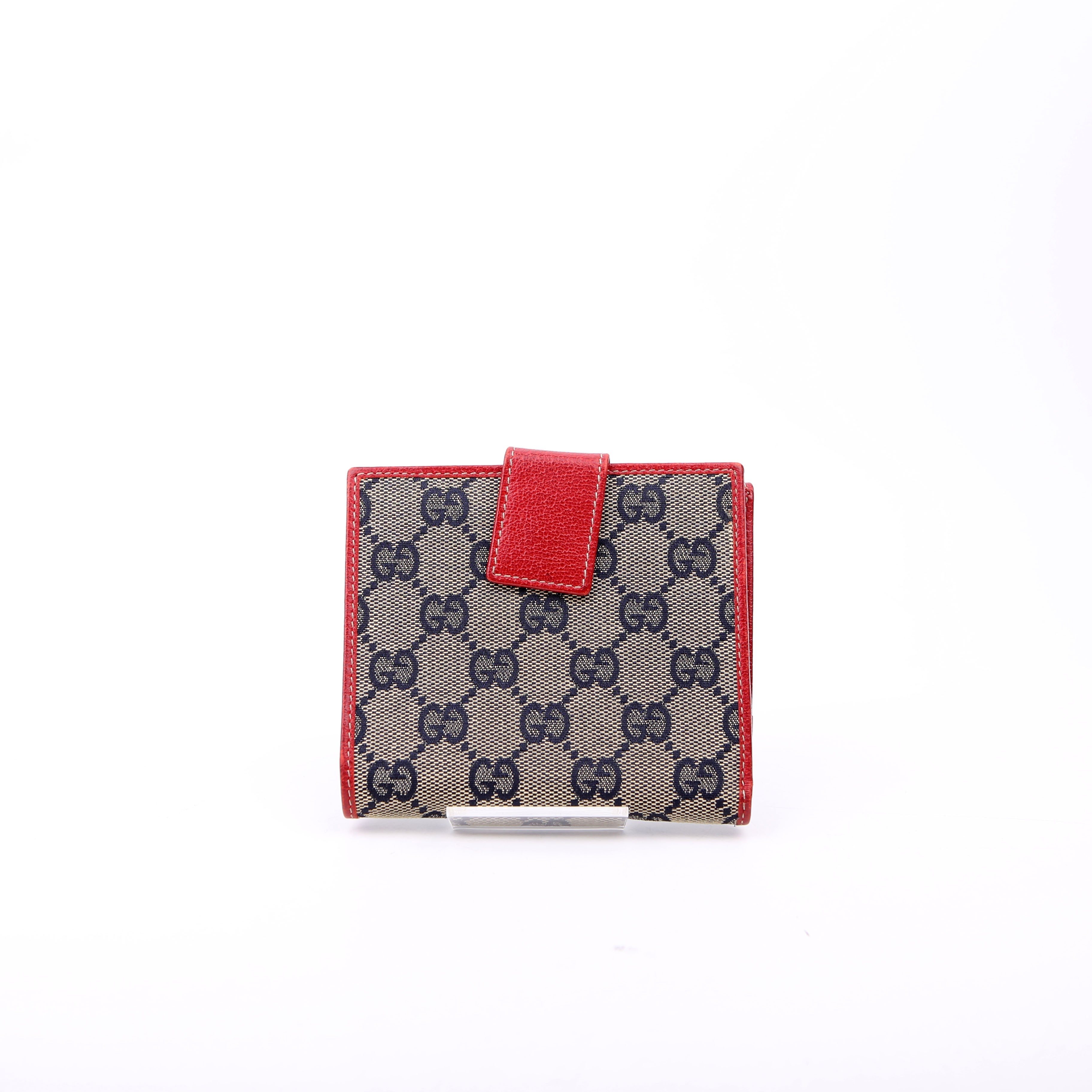 131854 GG Canvas Tri-Fold Wallet Navy/Red