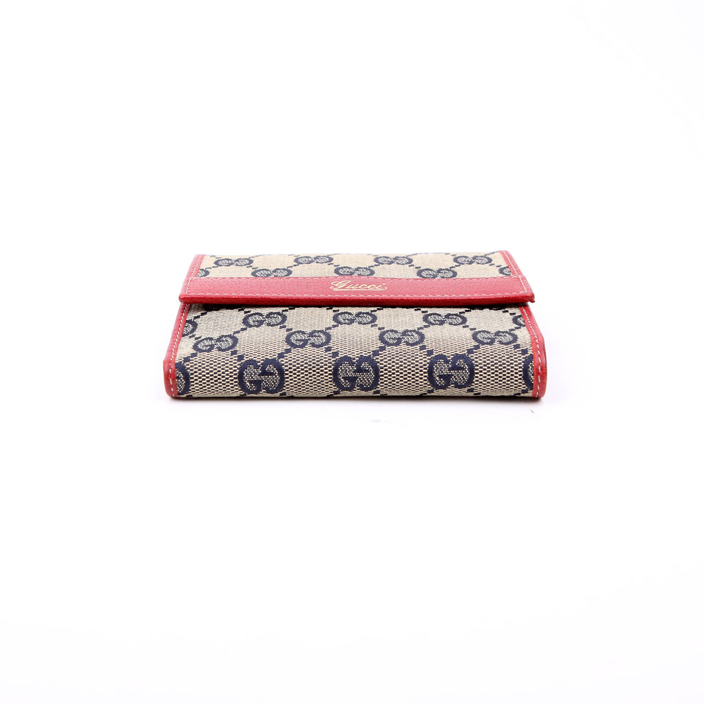 131854 GG Canvas Tri-Fold Wallet Navy/Red