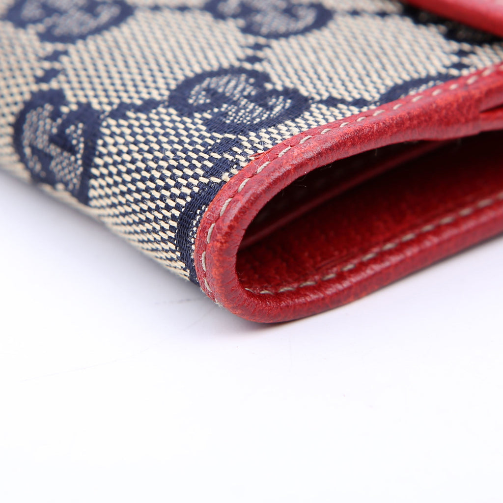 131854 GG Canvas Tri-Fold Wallet Navy/Red