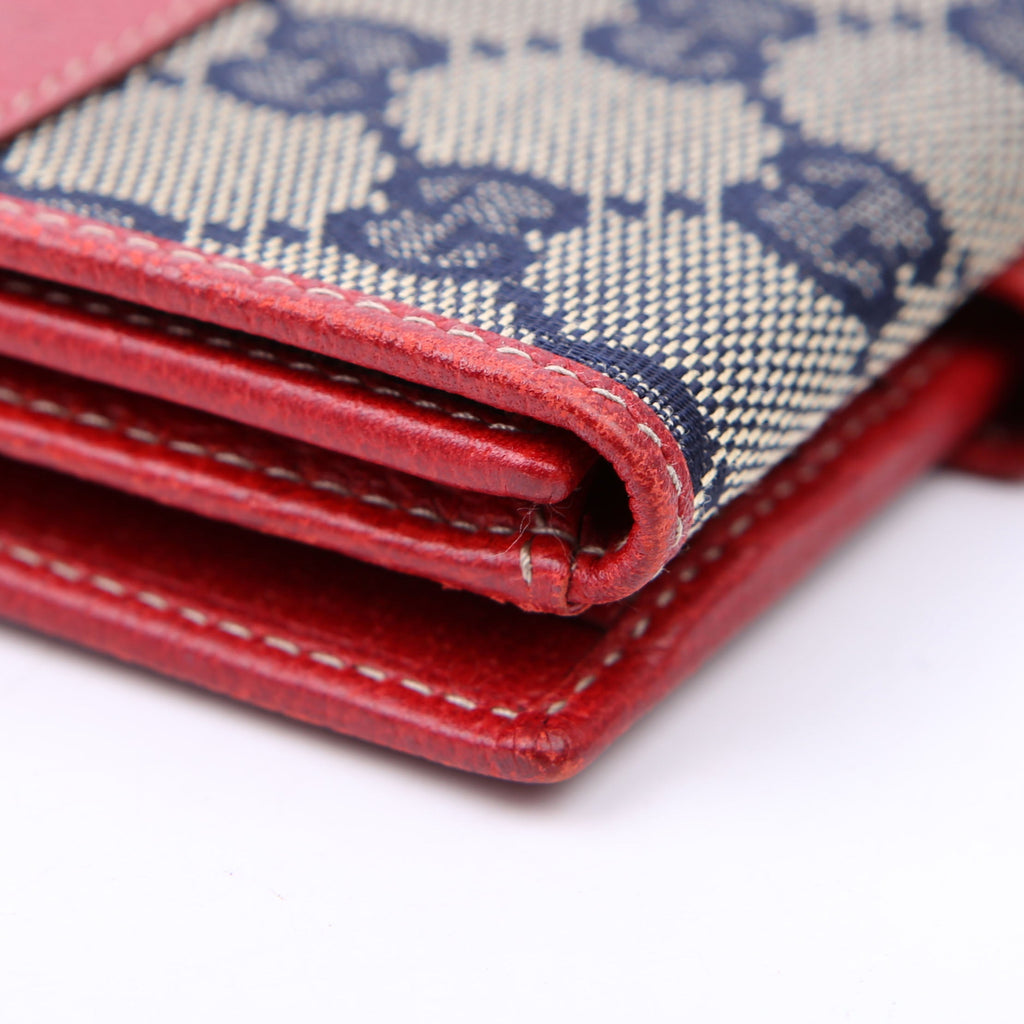 131854 GG Canvas Tri-Fold Wallet Navy/Red