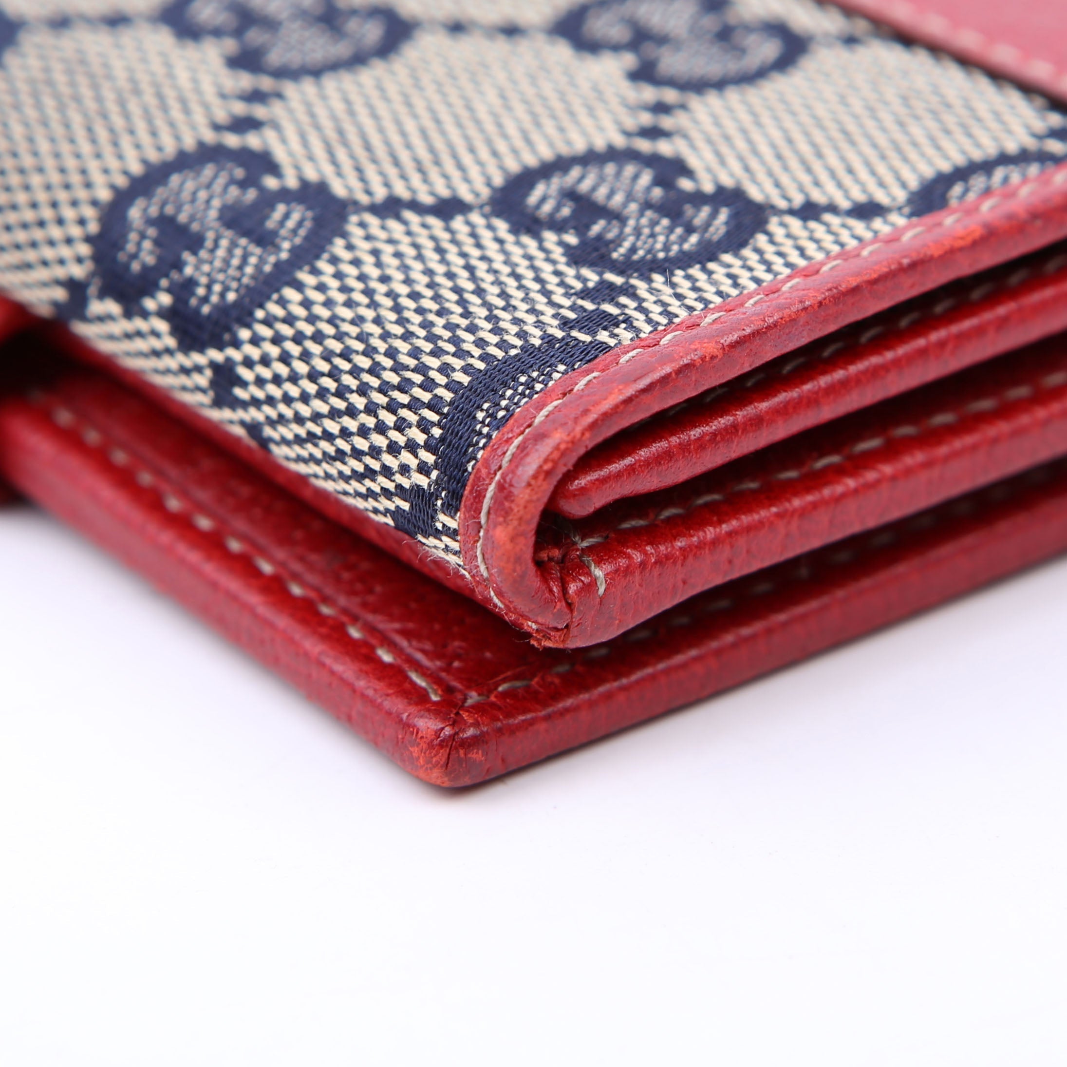 131854 GG Canvas Tri-Fold Wallet Navy/Red