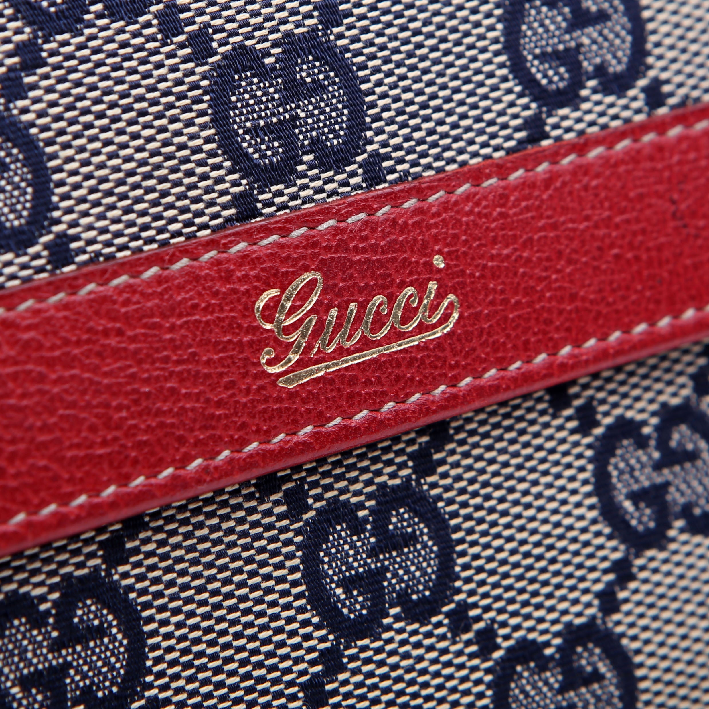 131854 GG Canvas Tri-Fold Wallet Navy/Red