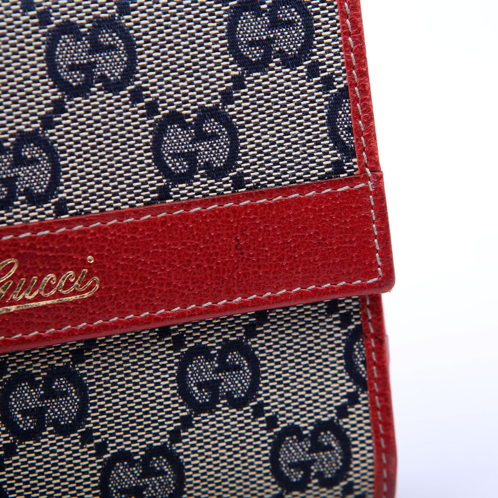 131854 GG Canvas Tri-Fold Wallet Navy/Red