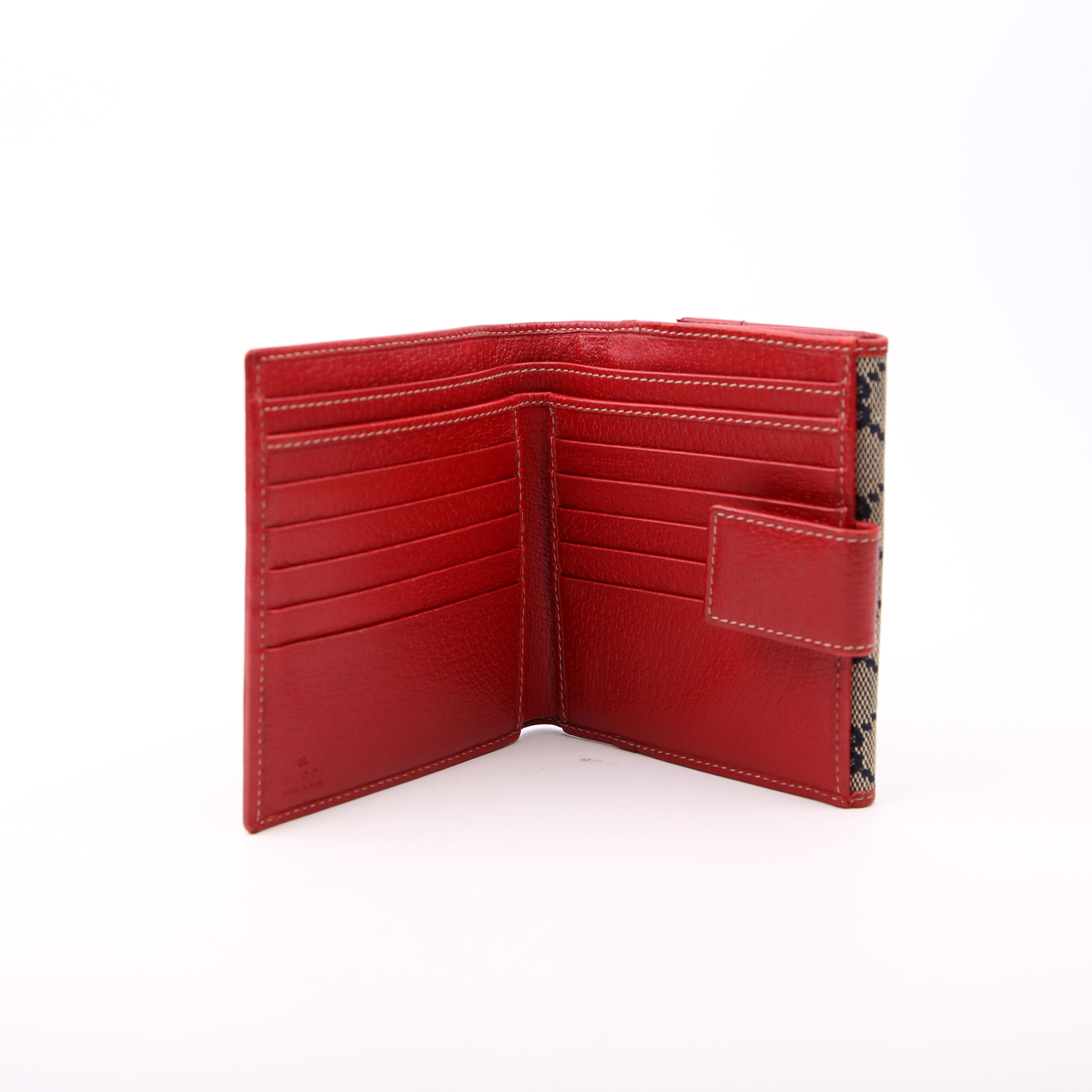 131854 GG Canvas Tri-Fold Wallet Navy/Red