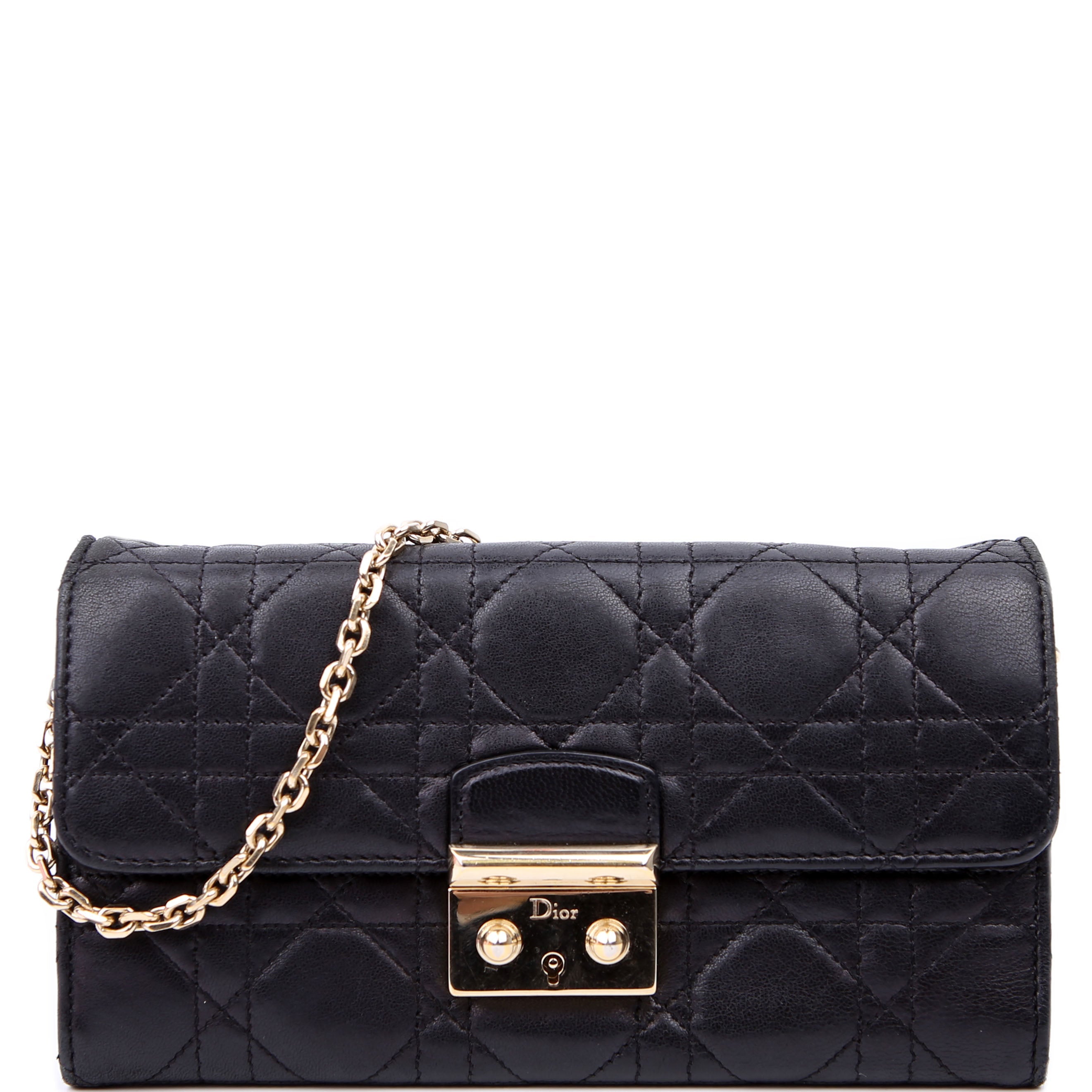 Wallet On Chain Cannage Lambskin Black
