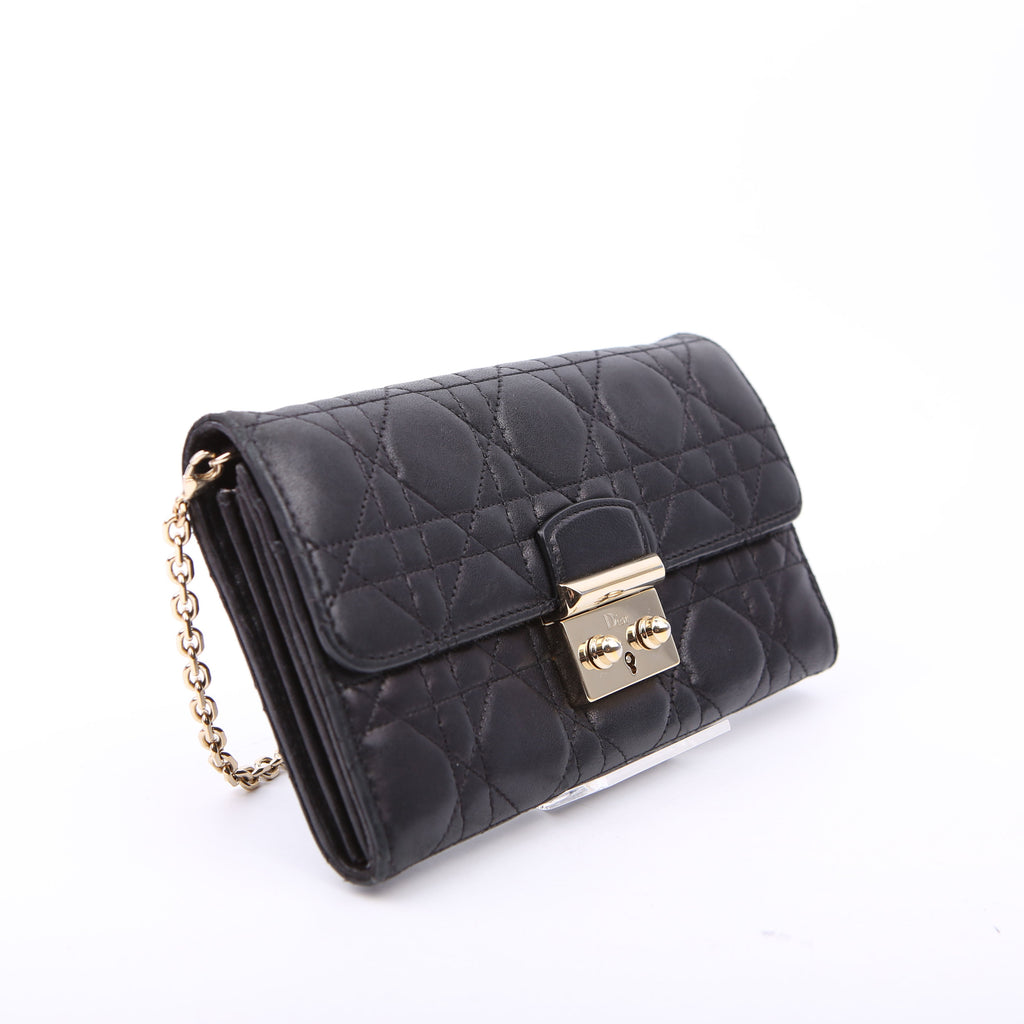 Wallet On Chain Cannage Lambskin Black