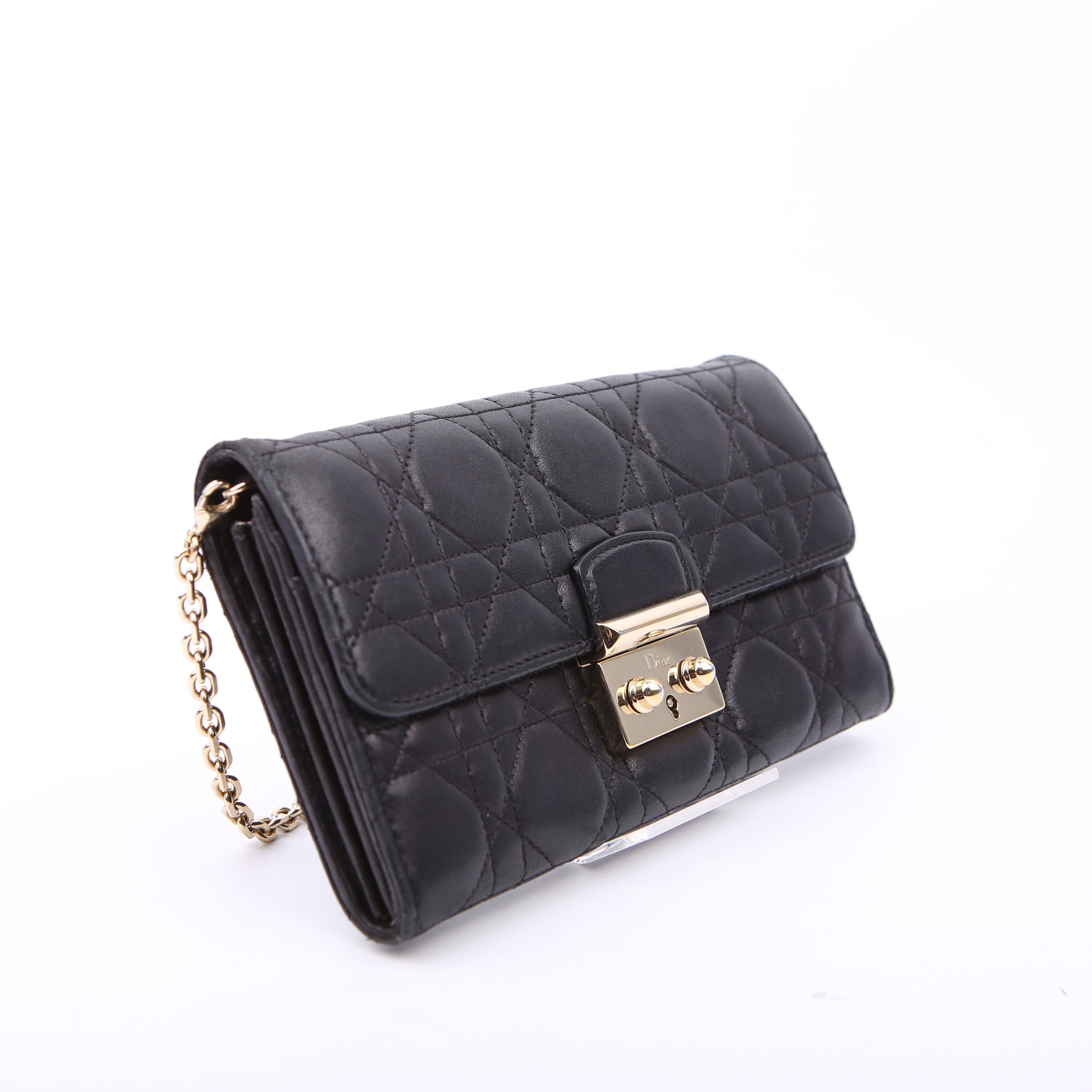 Wallet On Chain Cannage Lambskin Black