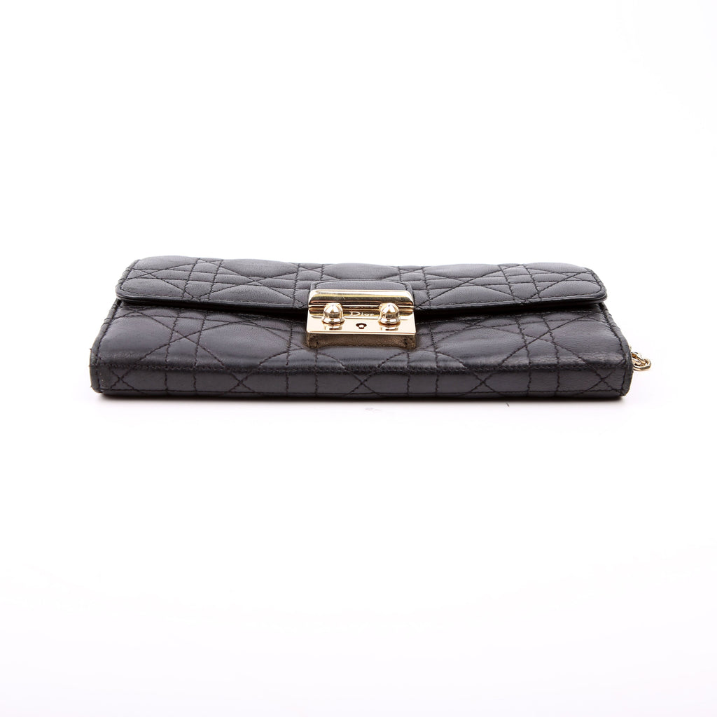 Wallet On Chain Cannage Lambskin Black
