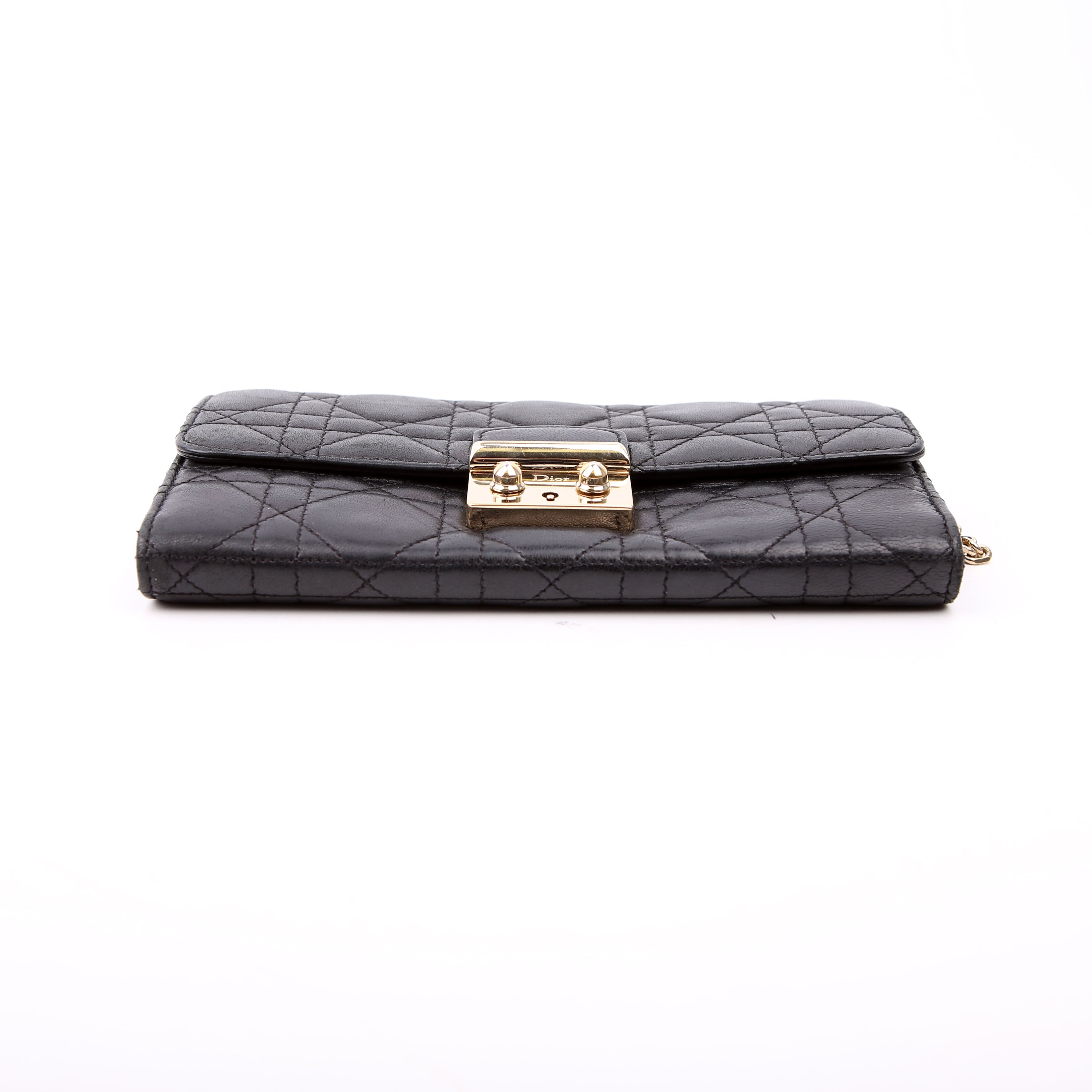 Wallet On Chain Cannage Lambskin Black