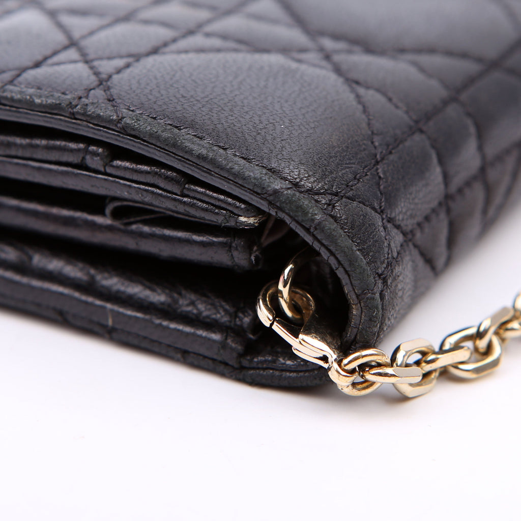 Wallet On Chain Cannage Lambskin Black