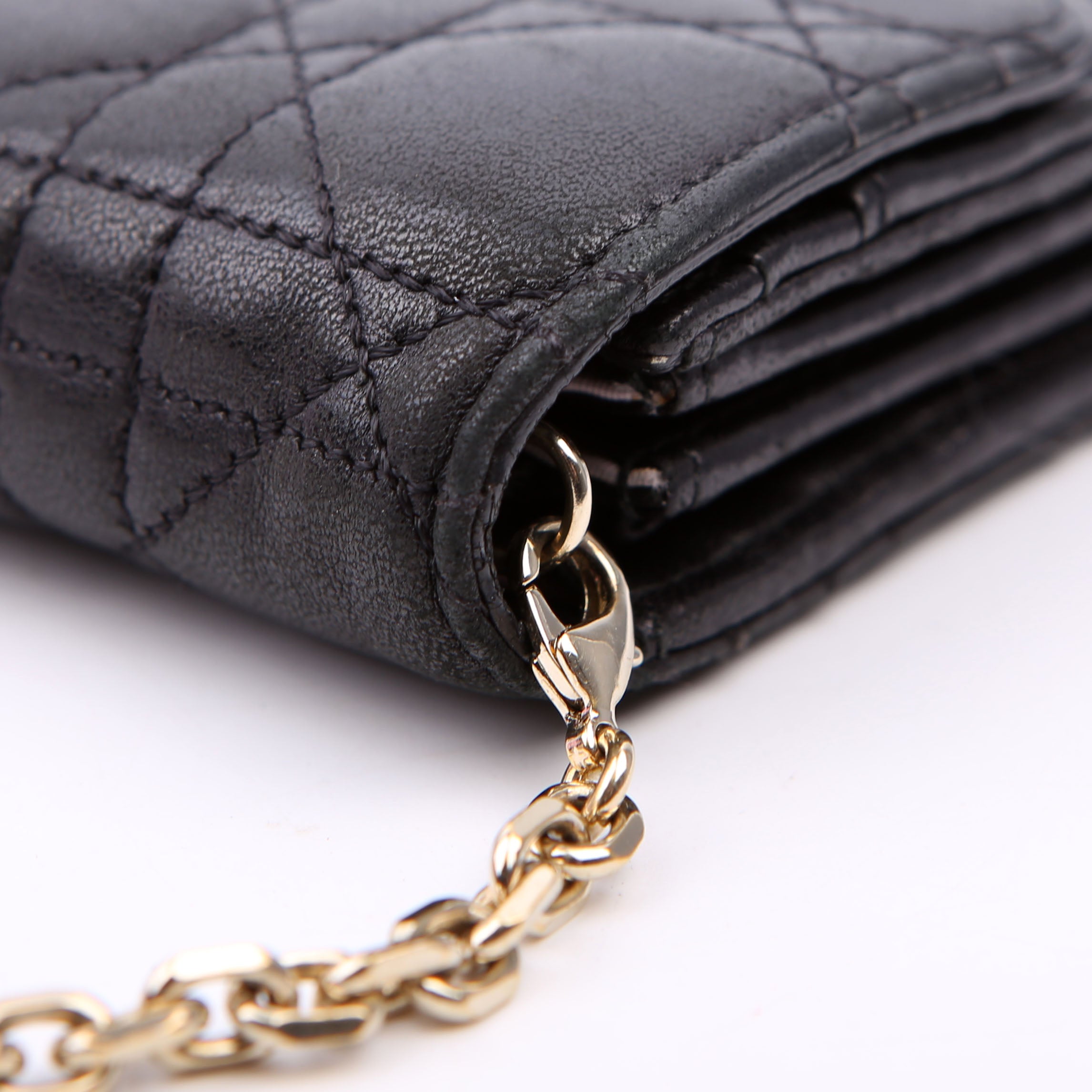 Wallet On Chain Cannage Lambskin Black
