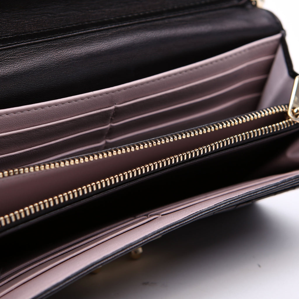 Wallet On Chain Cannage Lambskin Black