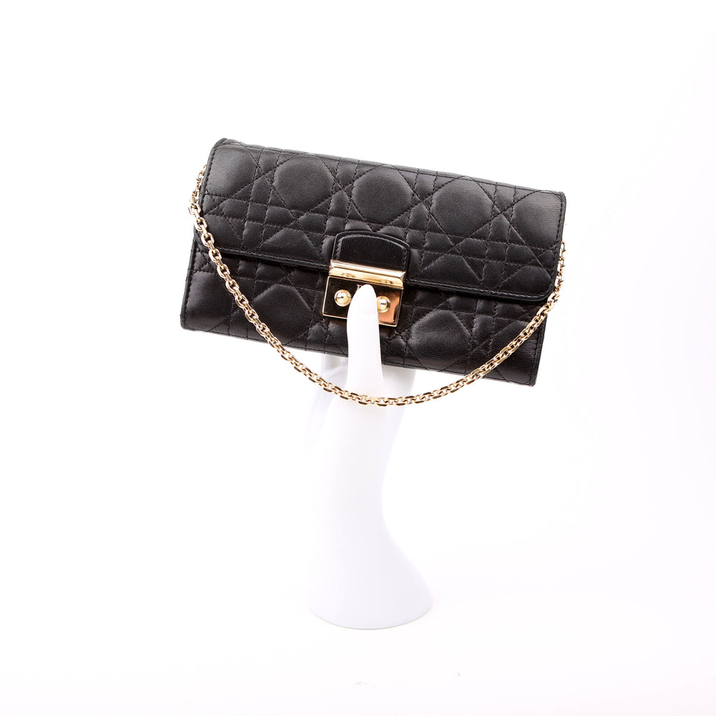 Wallet On Chain Cannage Lambskin Black