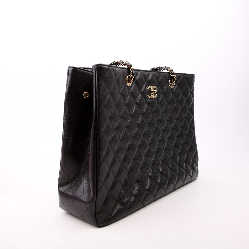 Classic CC Shopping Tote Caviar RFID Black