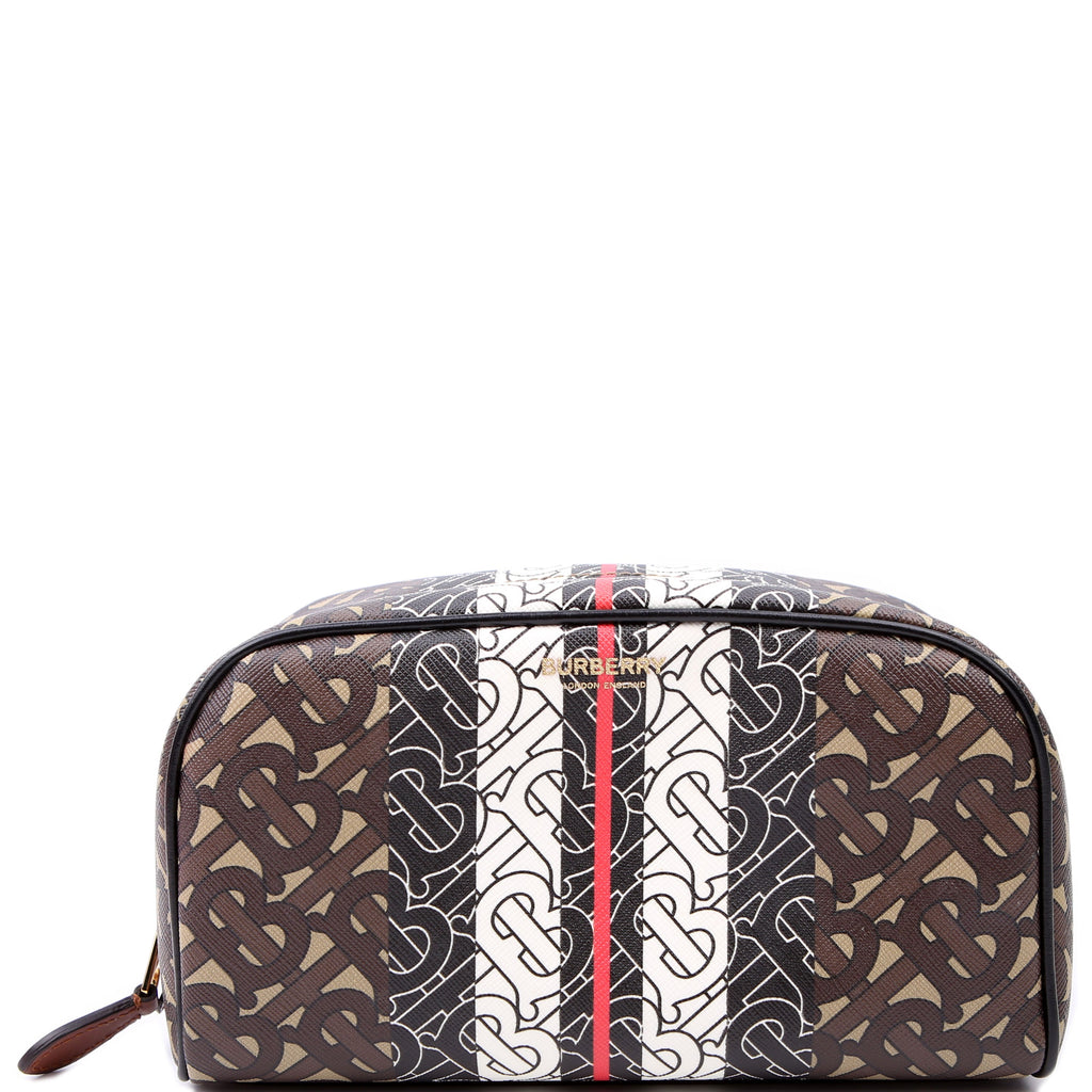 TB Stripe Travel Pouch Brown