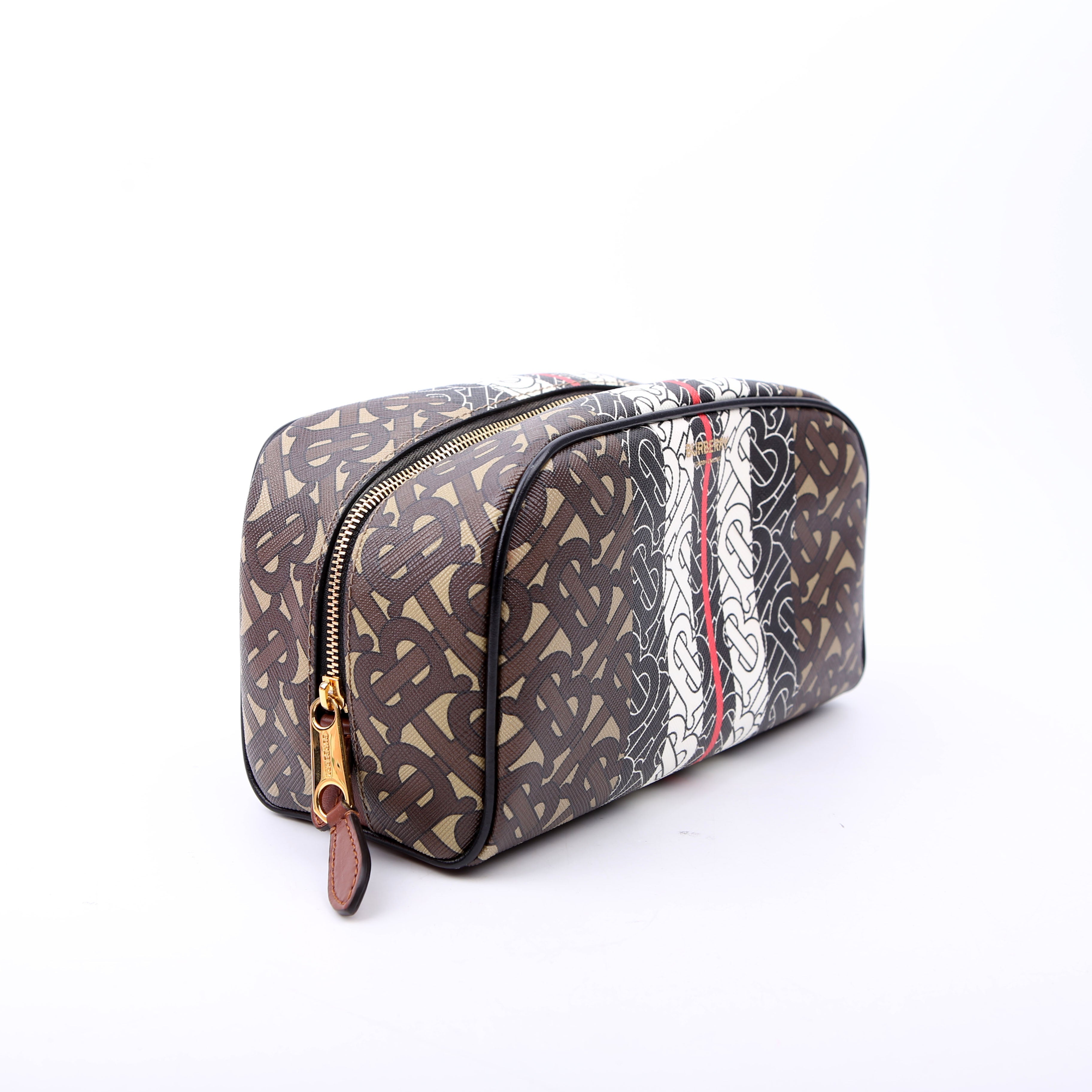 TB Stripe Travel Pouch Brown