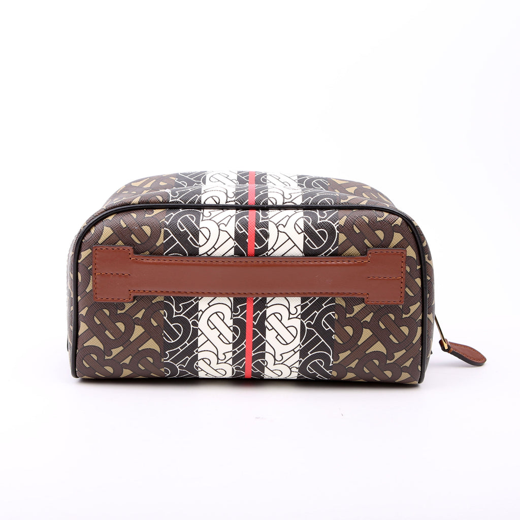 TB Stripe Travel Pouch Brown