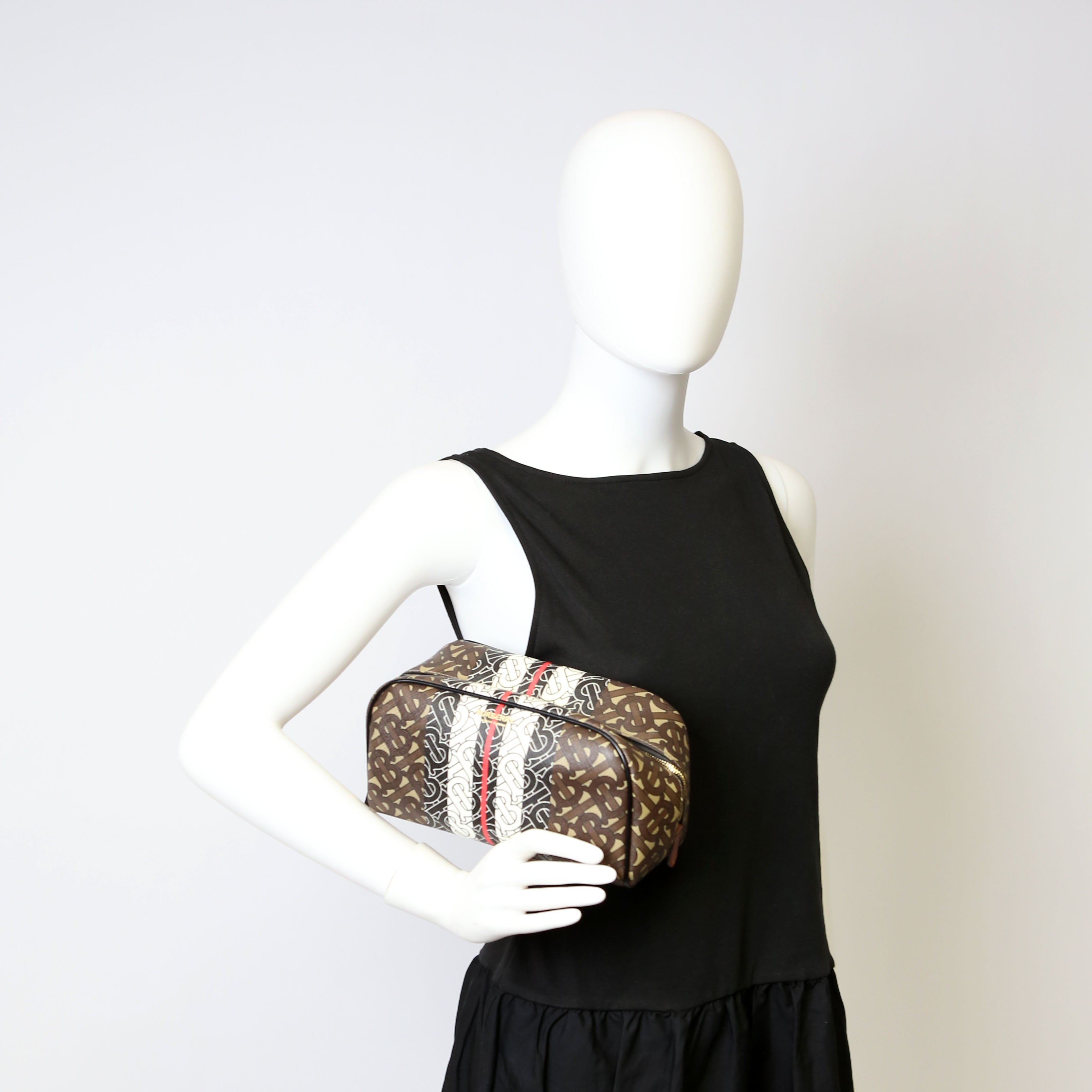 TB Stripe Travel Pouch Brown